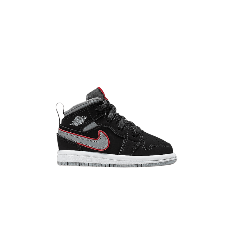 Jordan 1 Mid Black Particle Grey Gym Red (TD)