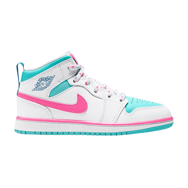 Jordan 1 Mid White Pink Green Soar (PS)