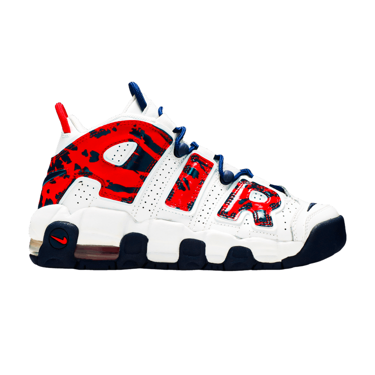 Nike Air More Uptempo White Blue Red Camo (GS)