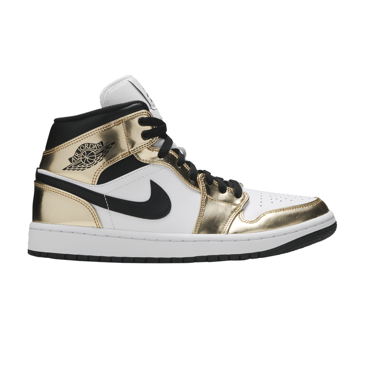 Jordan 1 Mid Metallic Gold Black White