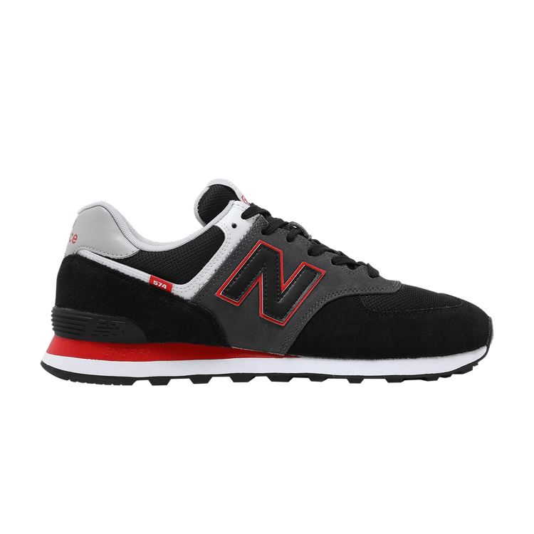 New Balance 574 Black Grey Velocity Red