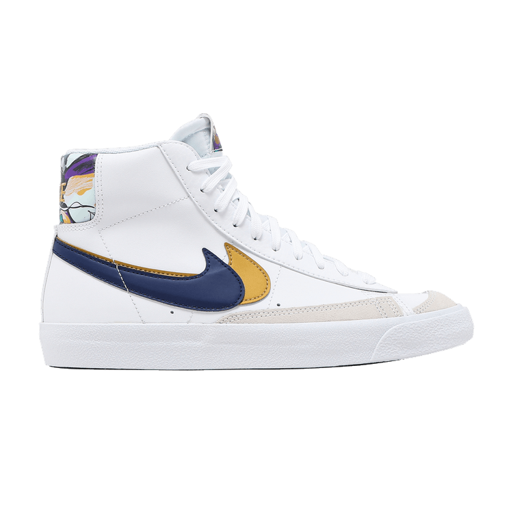 Nike Blazer Mid '77 SE Double Swoosh White Blue Void Metallic Gold (GS)