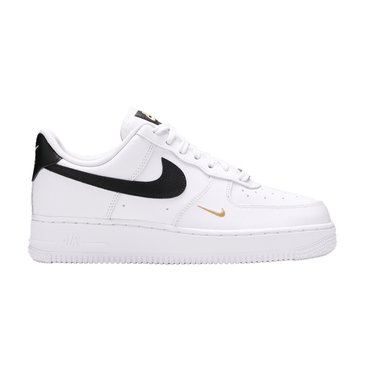 Nike Air Force 1 Low '07 Essential White Black Gold Mini Swoosh (Women's)