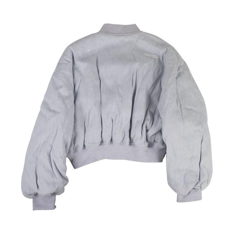 OFF-WHITE Cropped Varsity Bomber Jacket Light Blue/White