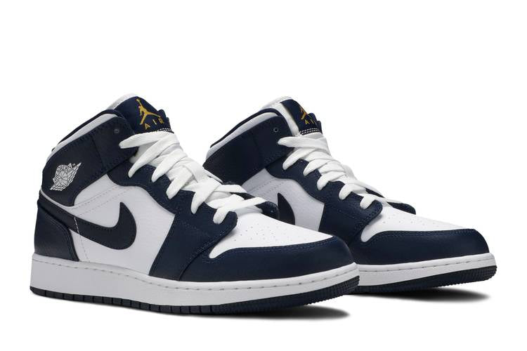 Jordan 1 Mid White Metallic Gold Obsidian (GS)