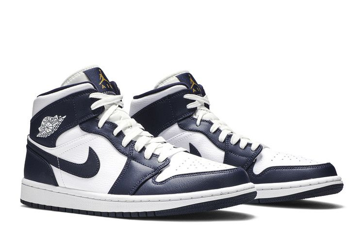 Jordan 1 Mid White Metallic Gold Obsidian