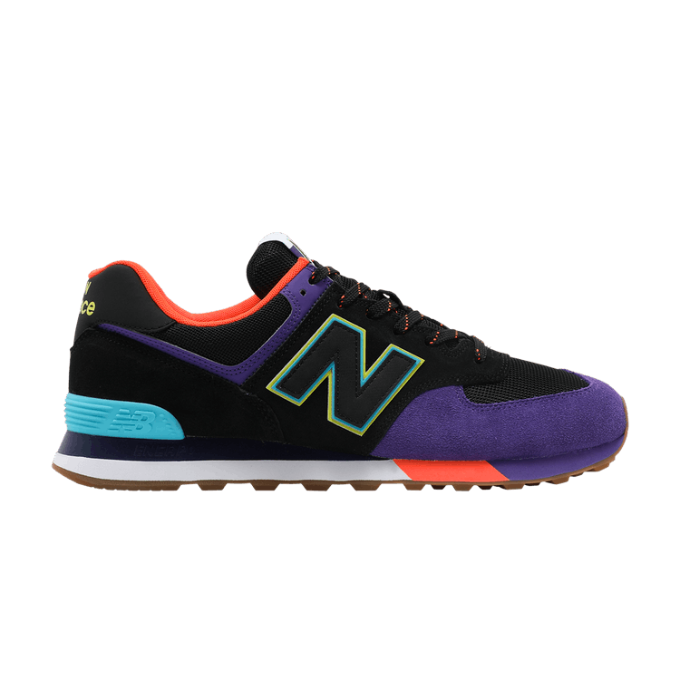 New Balance 574 Black Purple Orange Blue