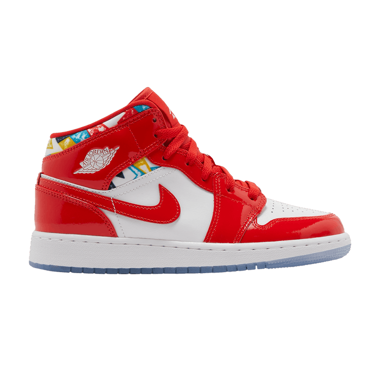 Jordan 1 Mid Barcelona Sweater Red Patent (GS) - Side Kicks