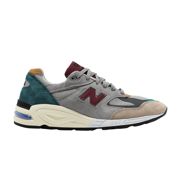 New Balance 990v2 Grey Green Maroon