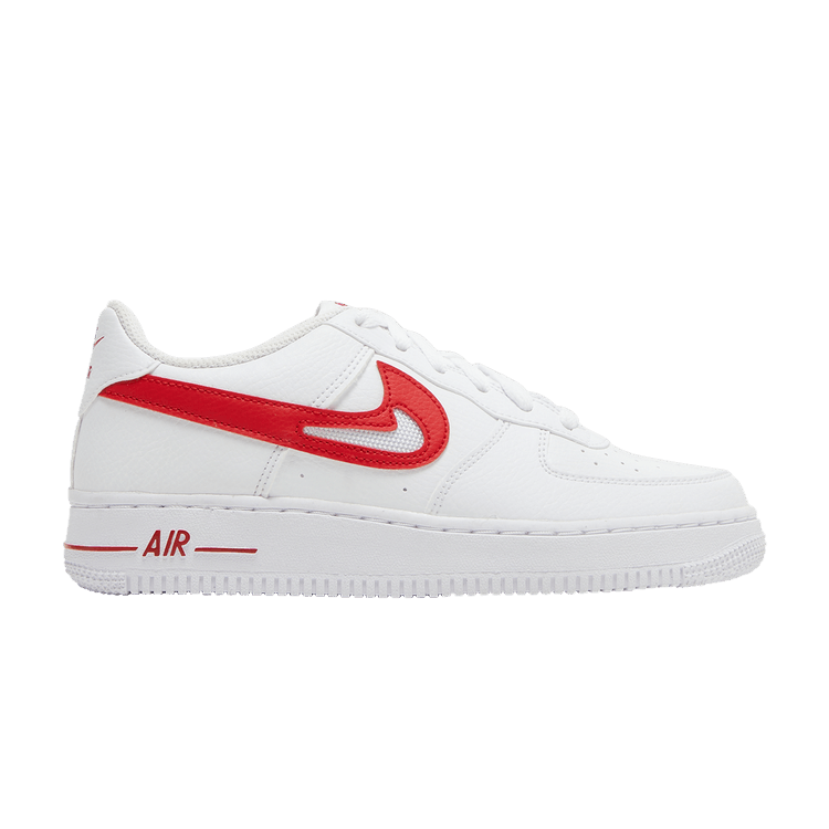 Nike Air Force 1 Low White Red Cut-Out Swoosh (GS)