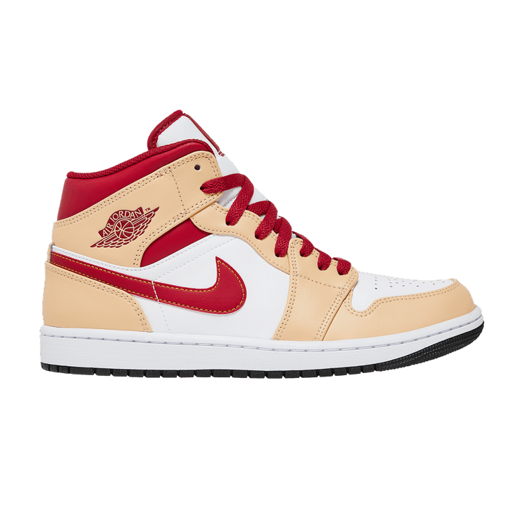 Jordan 1 Mid Light Curry Cardinal