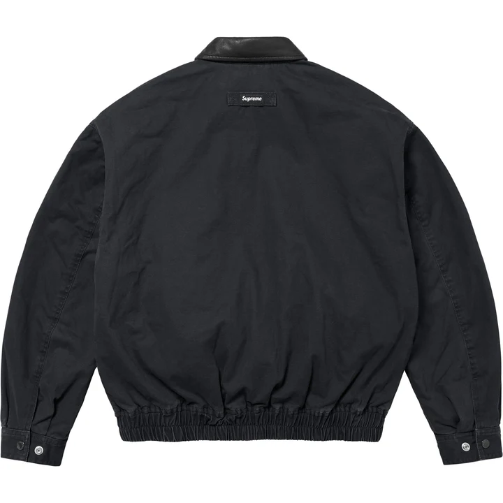 Supreme Leather Collar Utility Jacket Black Men's - FW23 - GB