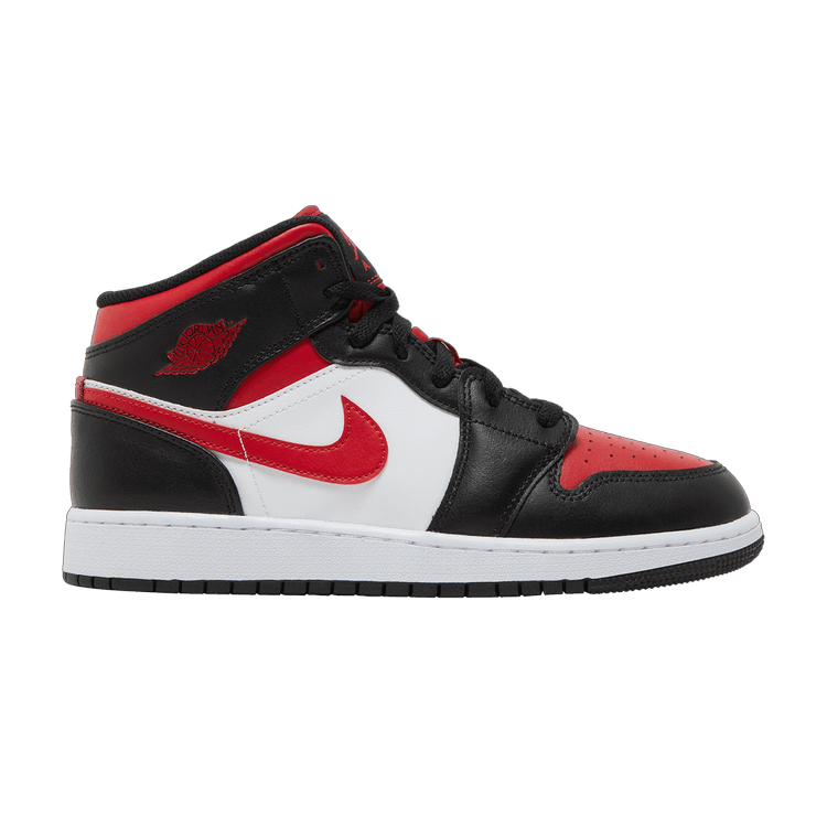 Air Jordan 1 Mid Black Fire Red (GS) - Side Kicks