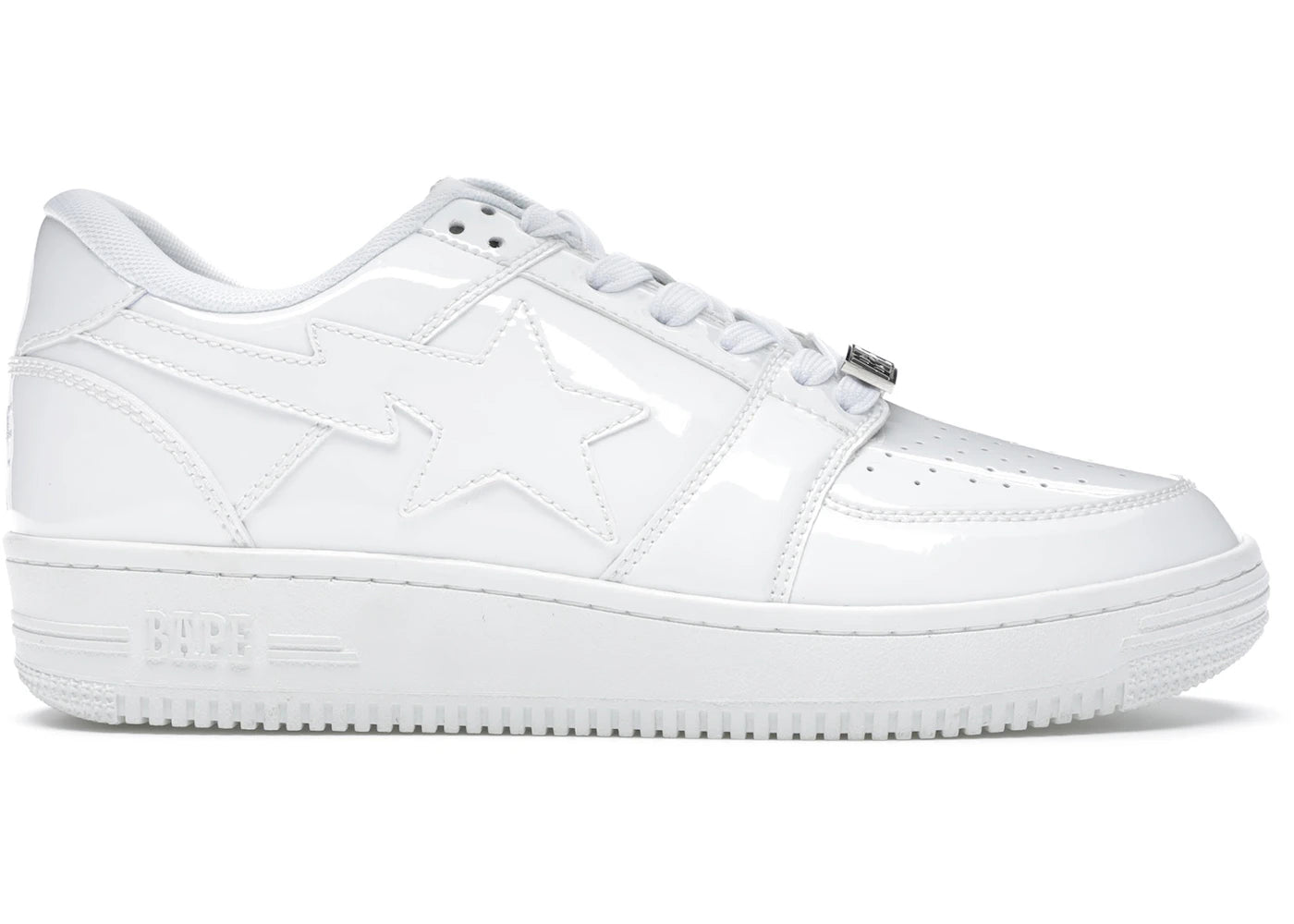 A Bathing Ape Bape Sta Low Patent White