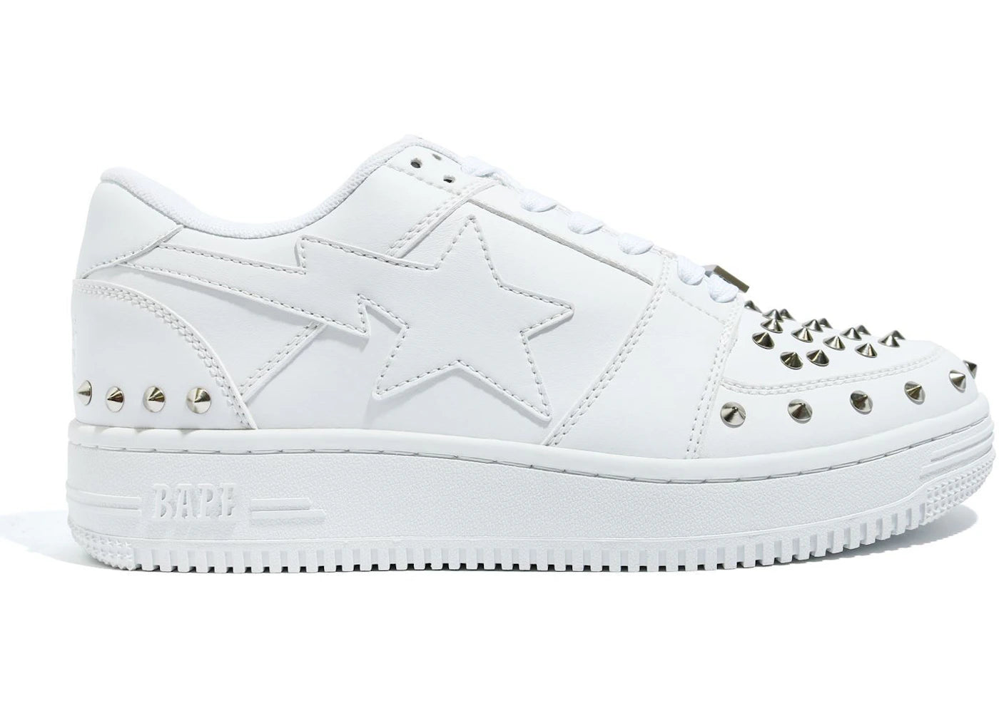 A Bathing Ape Bape Sta Low 20th Anniversary White Silver Studded