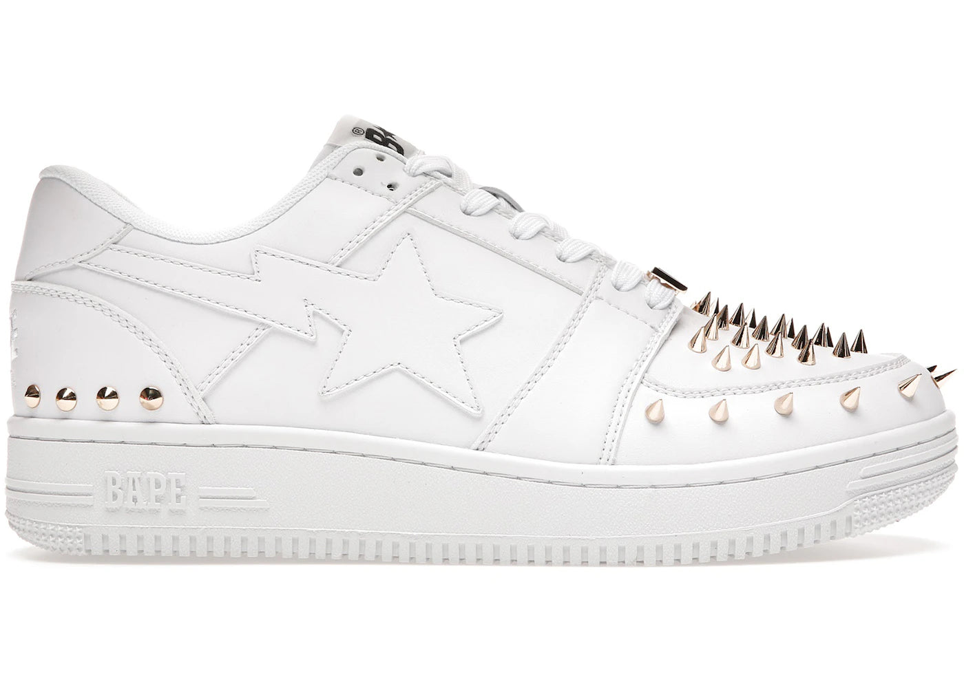 A Bathing Ape Bape Sta Low White Gold Studded