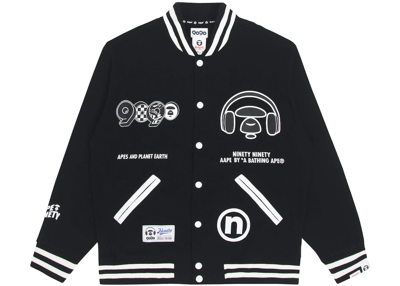 BAPE x 9090 Graphic Varsity Jacket Black