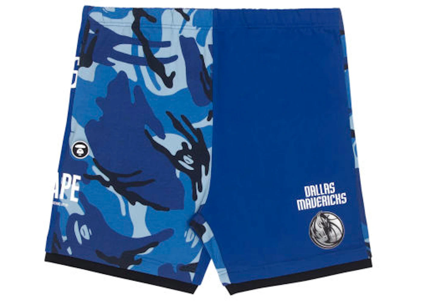 BAPE x NBA Style Ape Face Camo Dallas Mavericks Sweat Shorts Blue