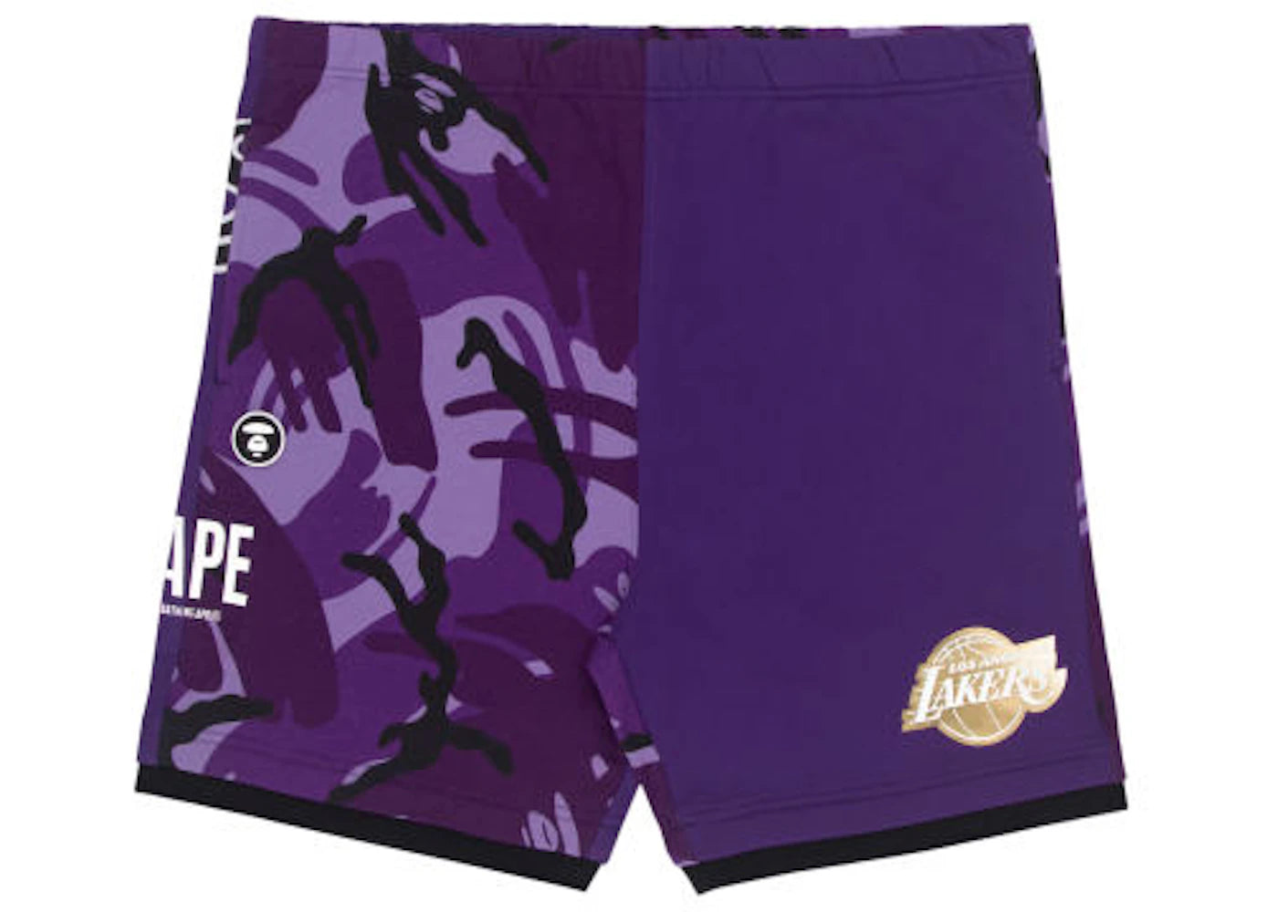 BAPE x NBA Style Ape Face Camo Los Angeles Lakers Sweat Shorts Purple