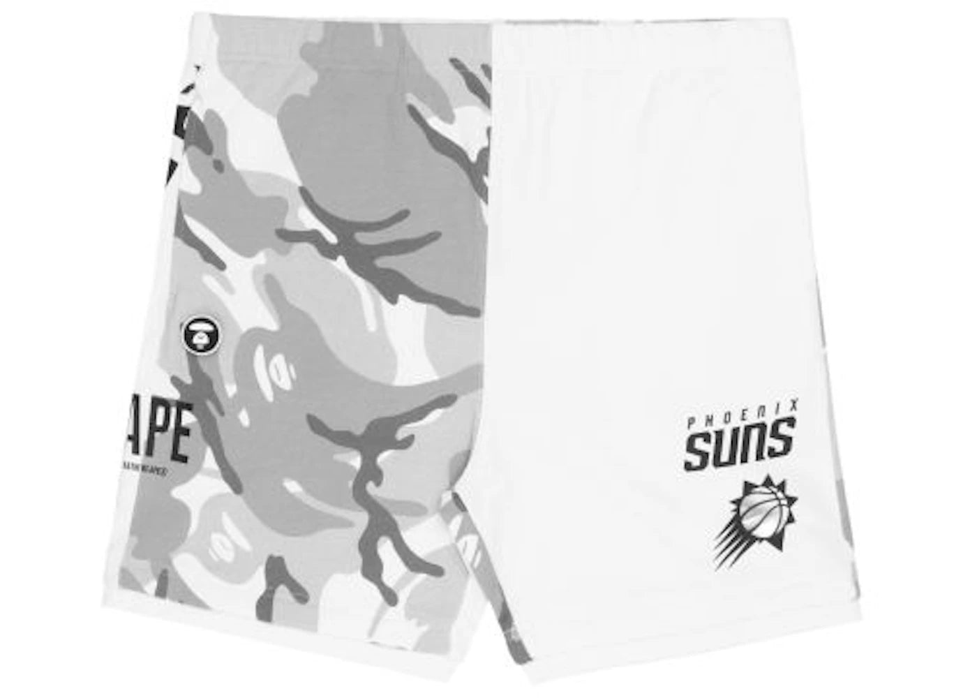 BAPE x NBA Style Ape Face Camo Phoenix Suns Sweat Shorts Wall White