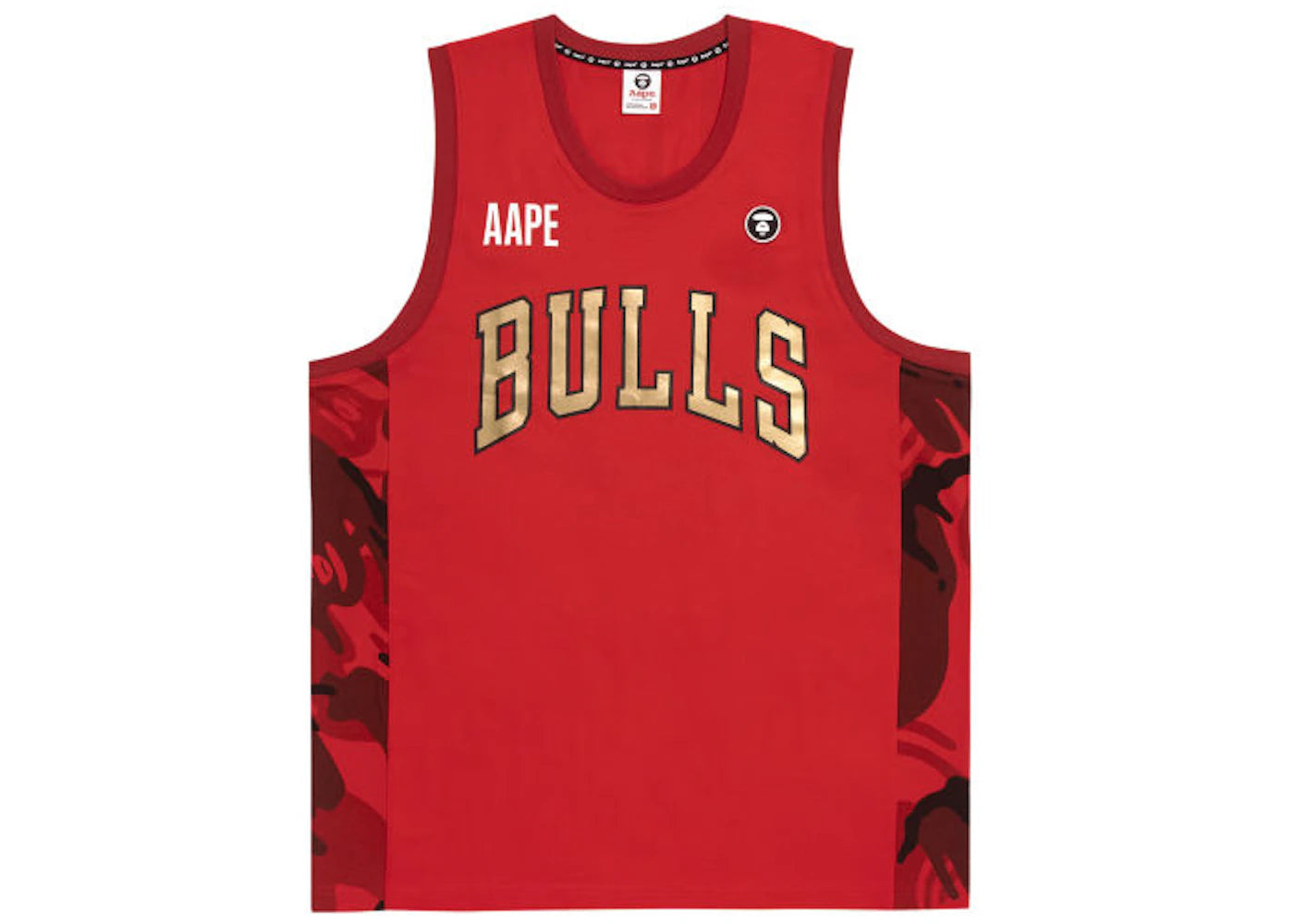 BAPE x NBA Style Ape Face Chicago Bulls Basketball Tank Top Bright Red