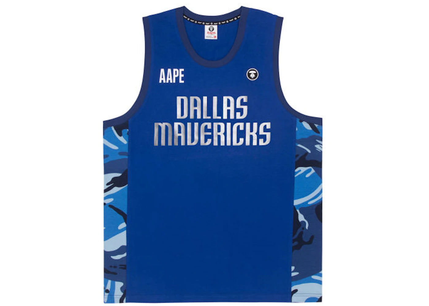 BAPE x NBA Style Ape Face Dallas Mavericks Basketball Tank Top Blue