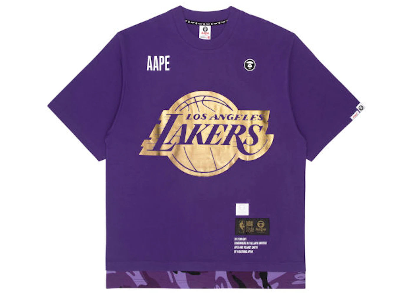 BAPE x NBA Style Ape Face Los Angeles Lakers Basketball Tee Purple