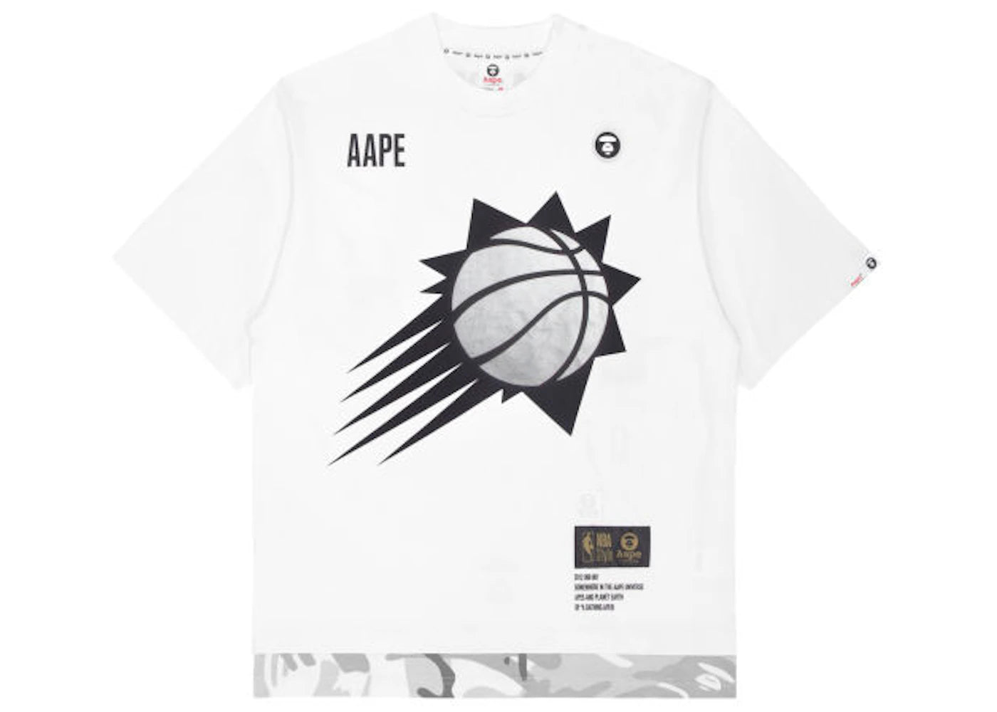 BAPE x NBA Style Ape Face Phoenix Suns Basketball Tee Wall White