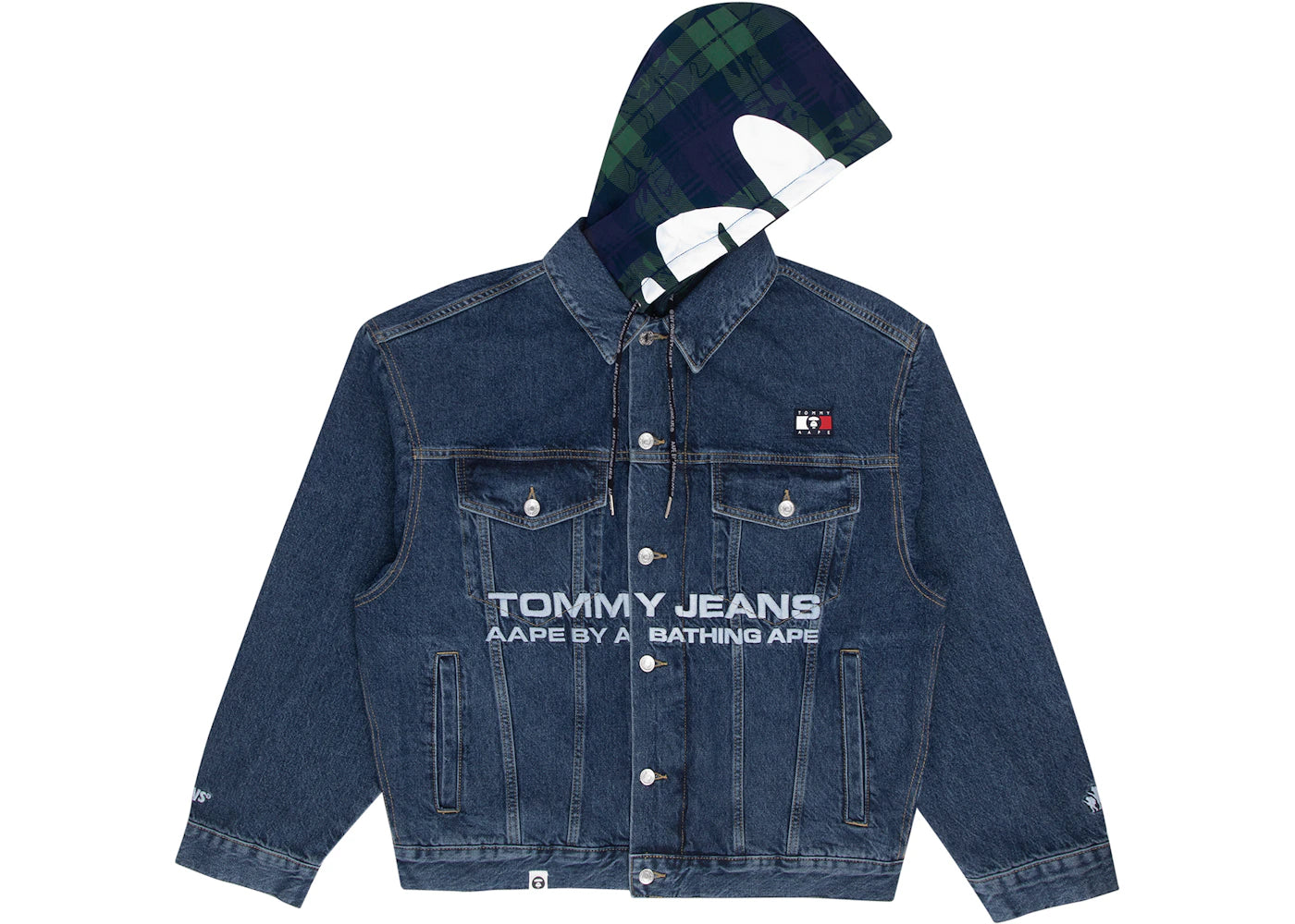 BAPE x Tommy Checked Hood 2way Denim Jacket Blue