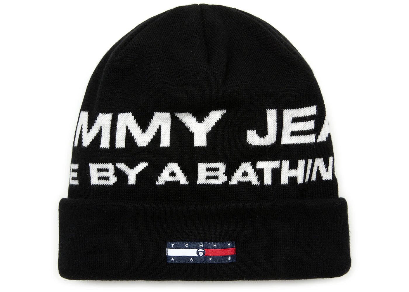 BAPE x Tommy Logo Jacquard Knit Beanie Black