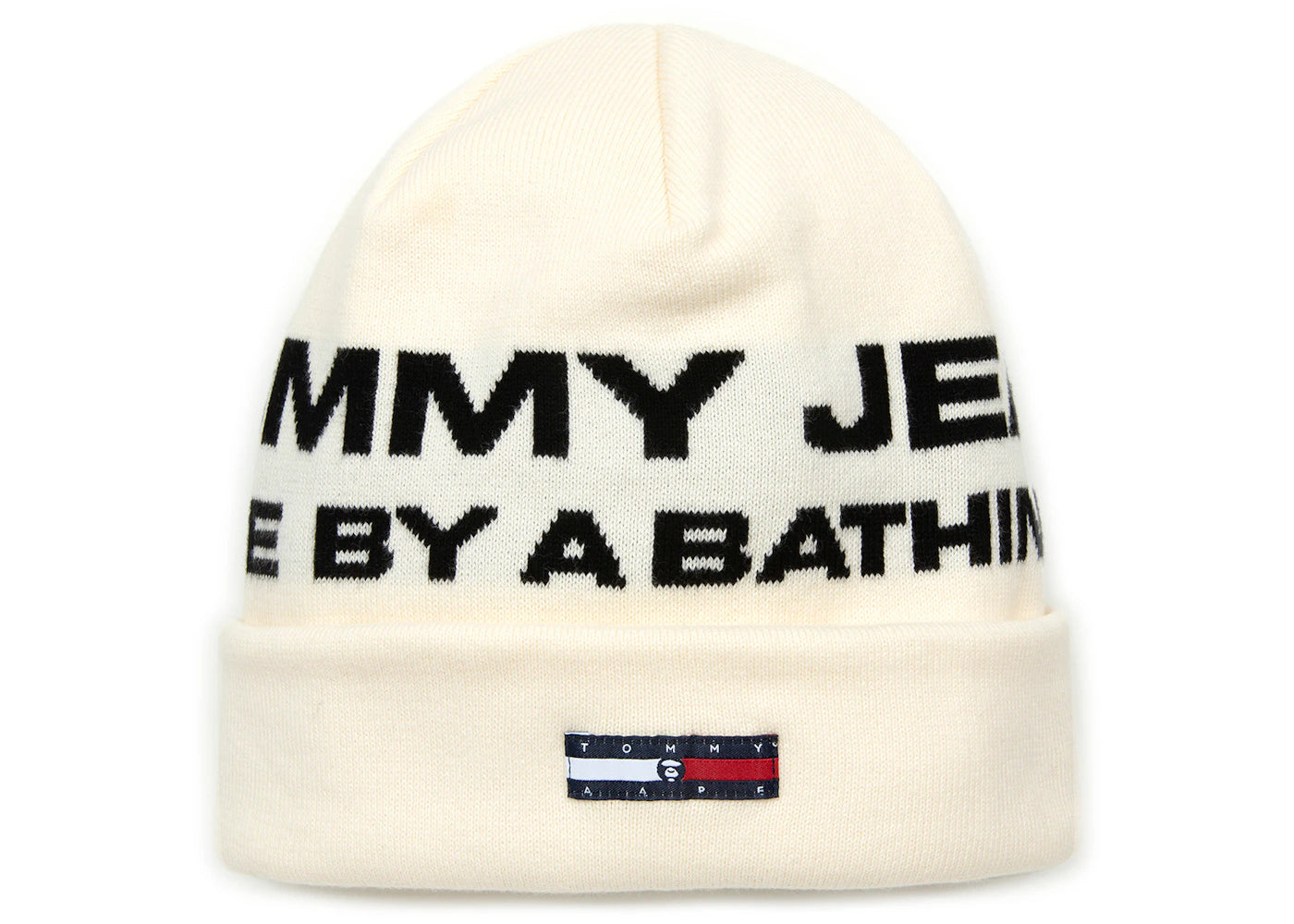 BAPE x Tommy Logo Jacquard Knit Beanie Ivory