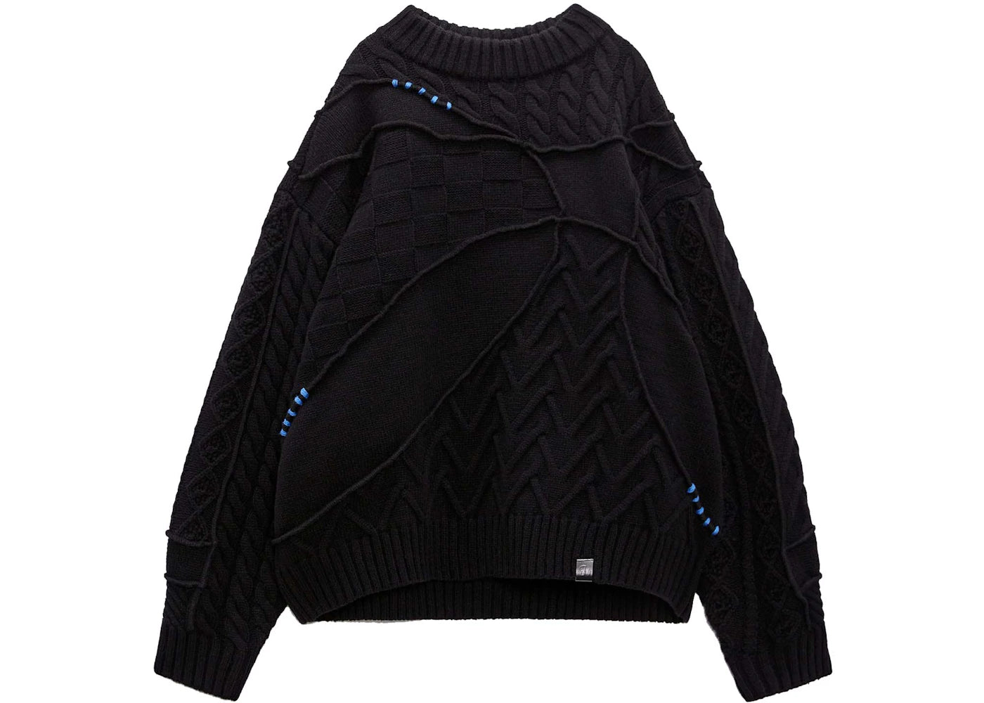 ADER error x Zara Oversized Patchwork Knit Mens Sweater Black