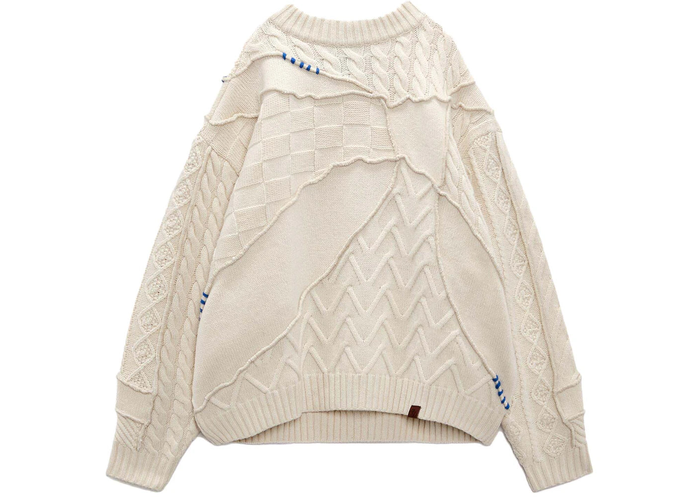 ADER error x Zara Oversized Patchwork Knit Sweater Ecru