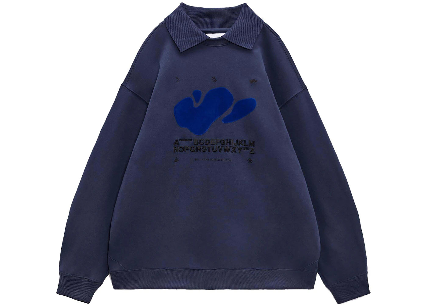 ADER error x Zara Oversized Polo Shirt Navy Blue