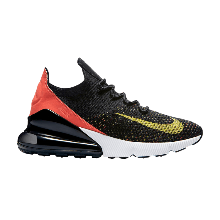 Nike Air Max 270 Flyknit Black Bright Crimson Yellow Strike (Women's)