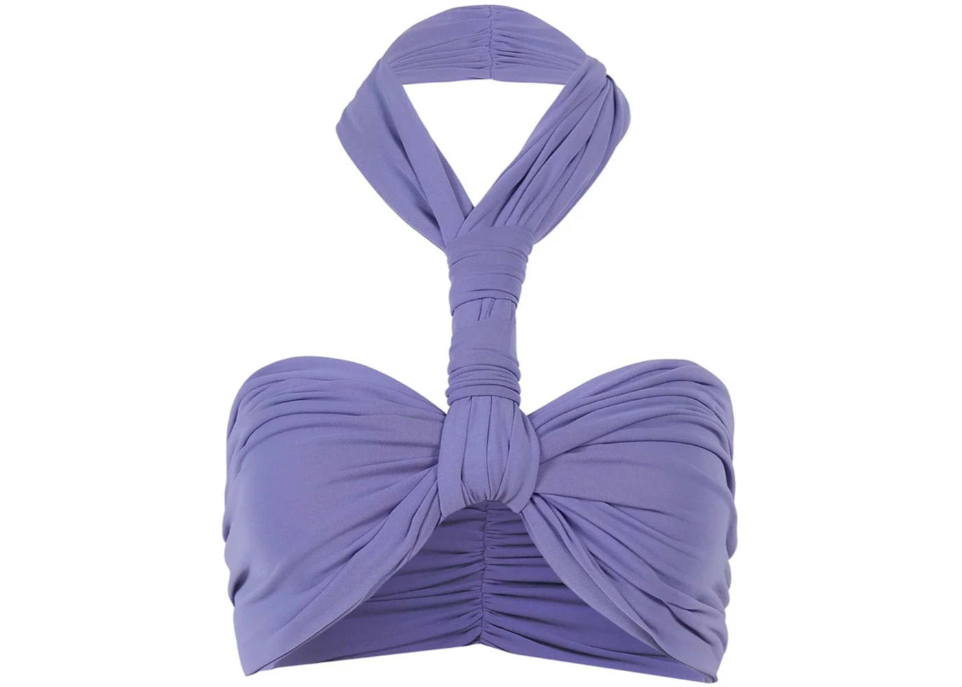 Ambush Twist Halter Neck Ruched Cropped Top Purple