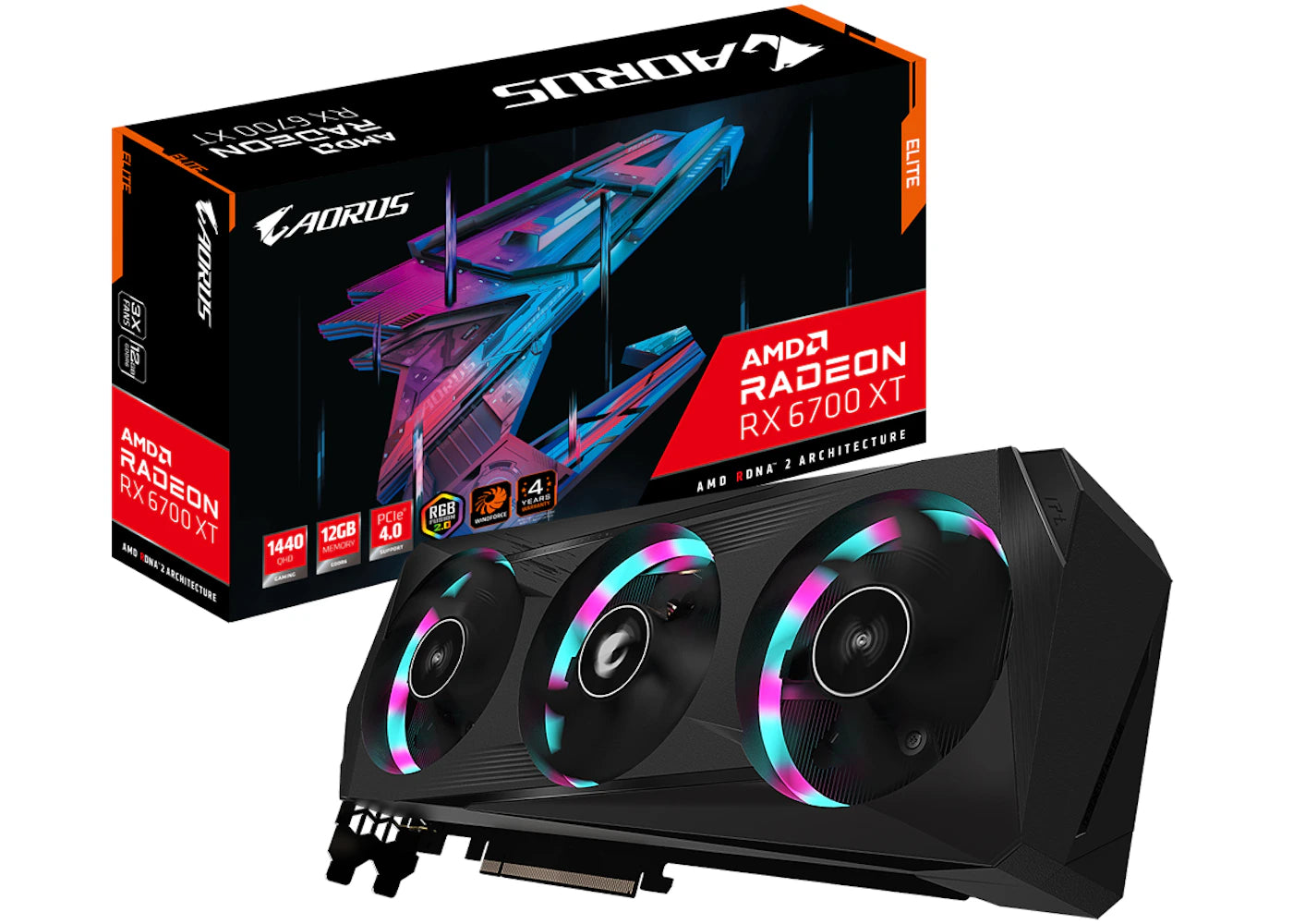 AMD AORUS Radeon RX 6700 XT ELITE 12G Graphics Card (GV-R67XTAORUS E-12GD)