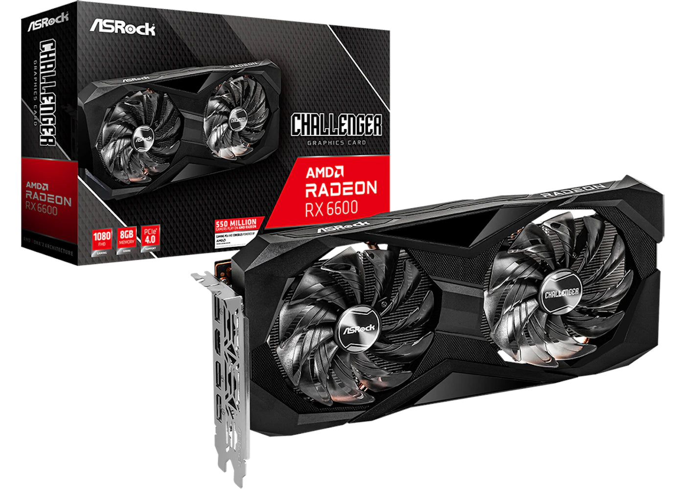 AMD ASROCK Challenger Radeon RX 6600 8GB Graphics Card RX6600 CLD 8G