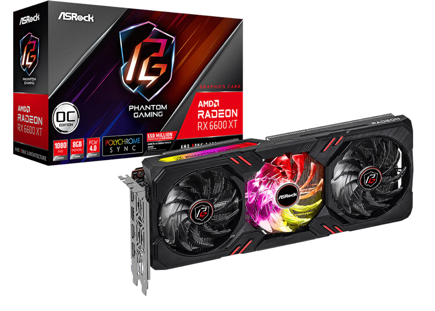 AMD ASROCK Radeon RX 6600 XT Phantom Gaming D 8GB OC Graphics Card (RX6600XT PGD 8GO)