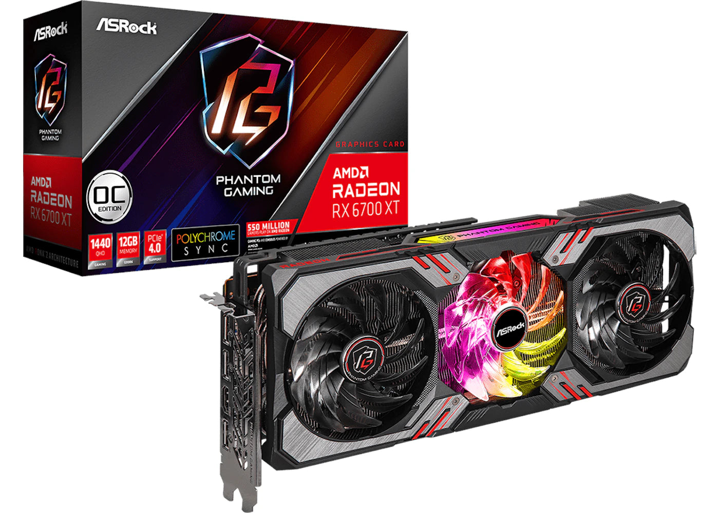 AMD ASROCK Radeon RX 6700 XT Phantom Gaming D 12GB OC Graphics Card (RX6700XT PGD 12GO)