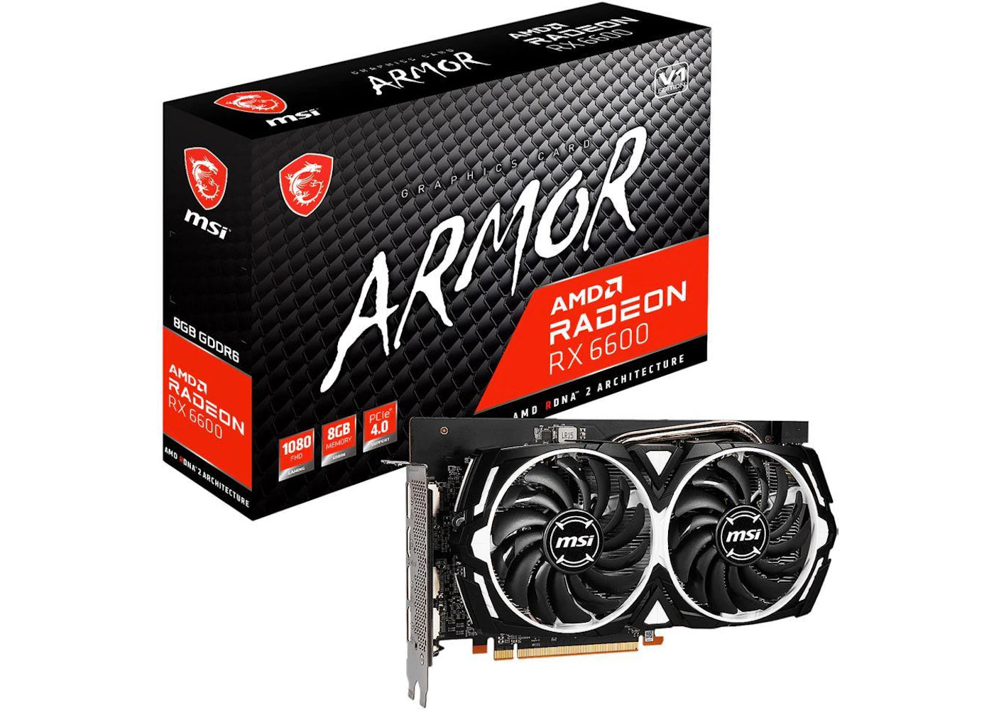 AMD MSI ARMOR Radeon RX 6600 8GB Graphics Card RX 6600 ARMOR 8G V1