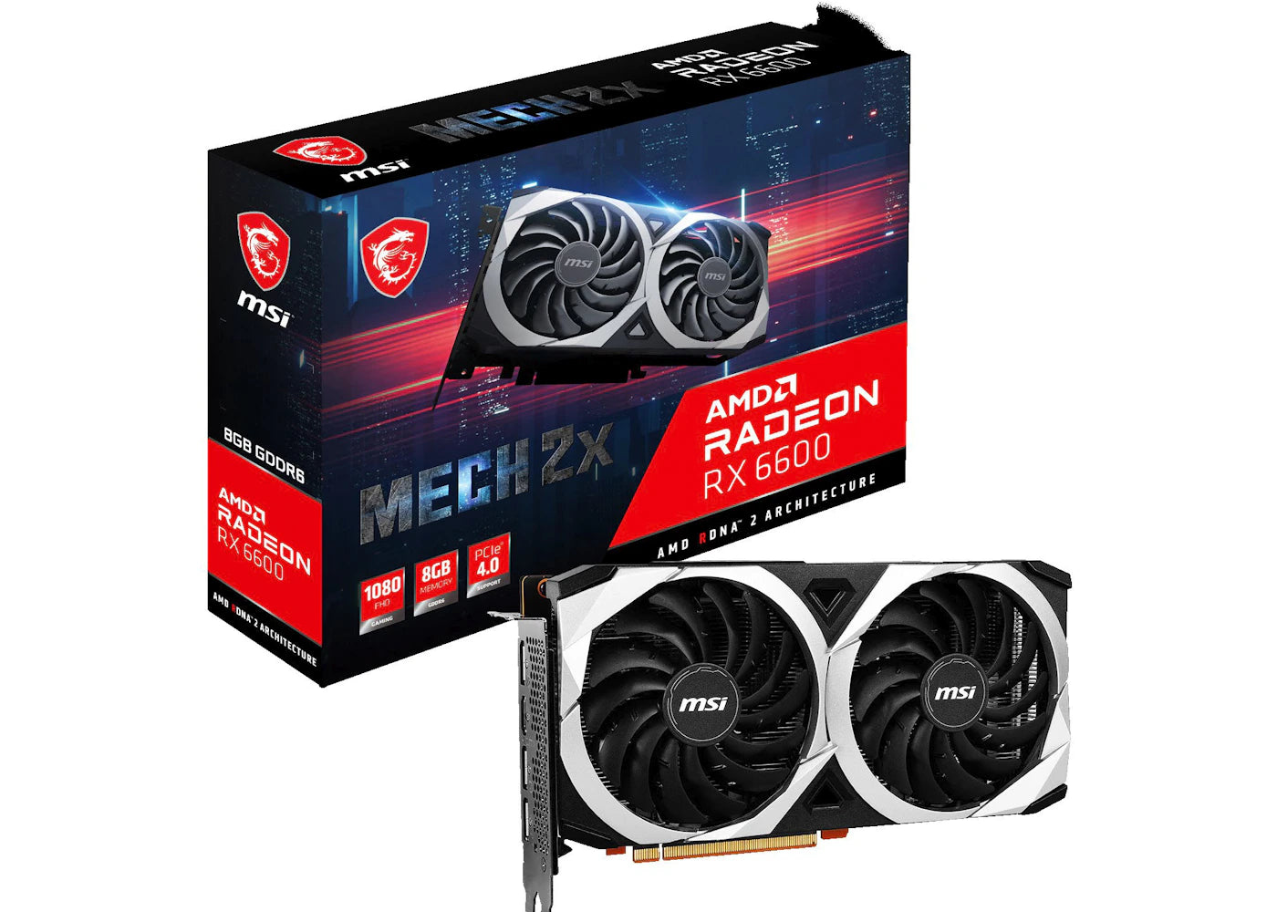 AMD MSI Radeon RX 6600 MECH 2X 8G Graphics Card (Radeon RX 6600 MECH 2X 8G)