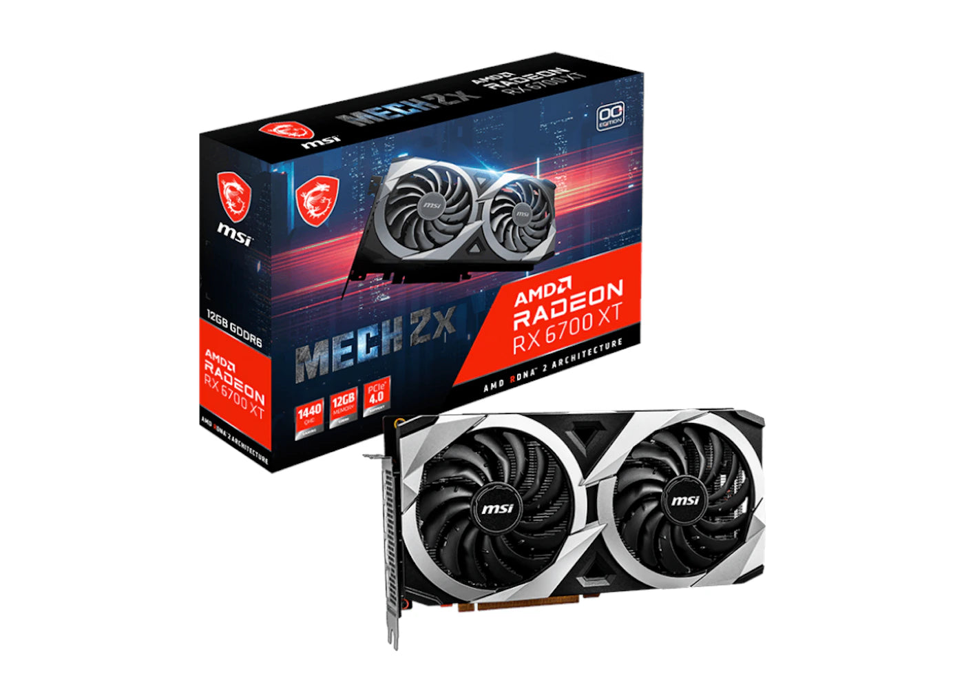 AMD MSI Radeon RX 6700 XT MECH 2X 12GB OC Graphics Card (Radeon-RX-6700-XT-MECH-2X-12G-OC)