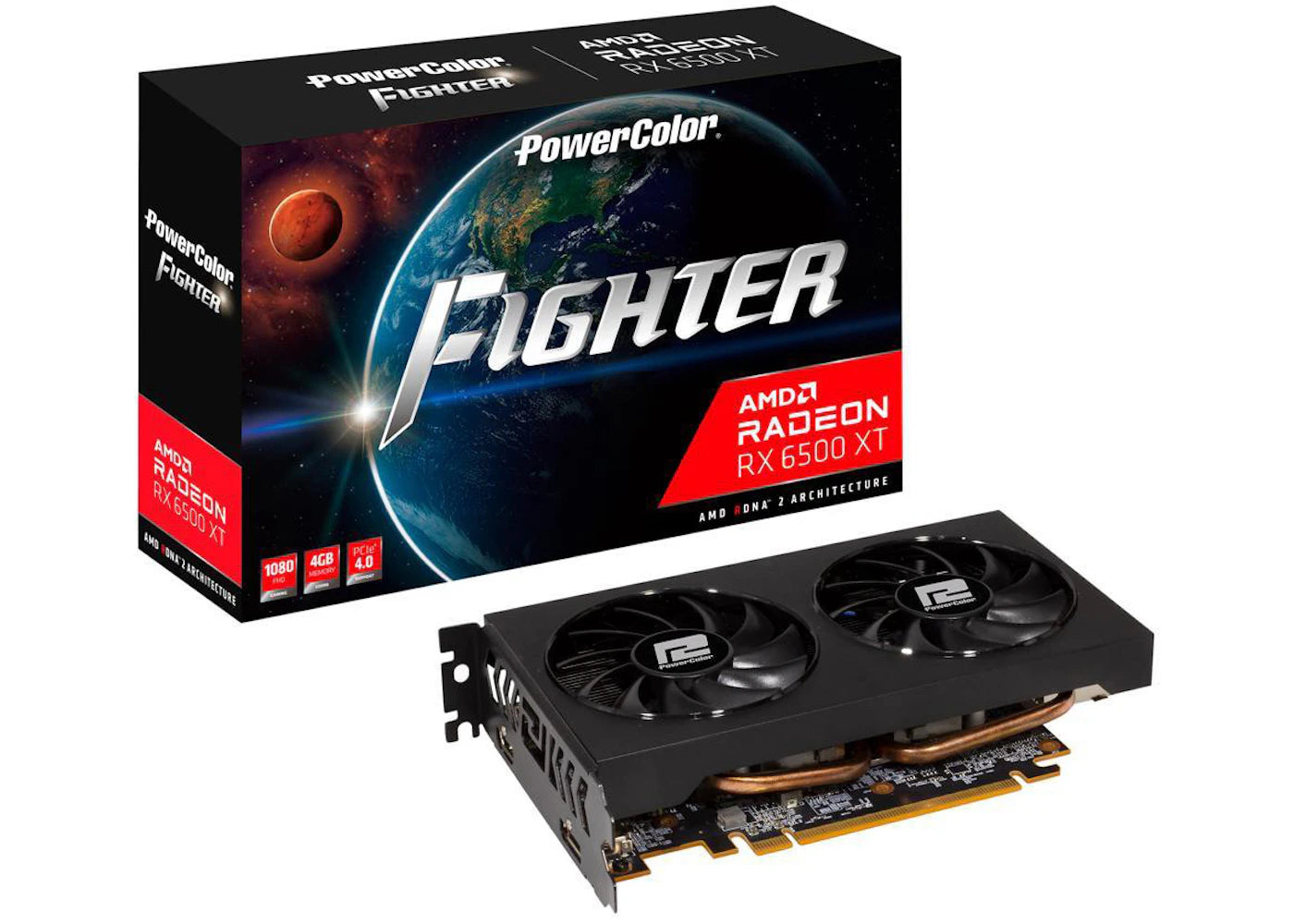 AMD PowerColor Radeon RX 6500 XT Fighter 4G Graphics Card AXRX 6500XT 4GBD6-DH/OC