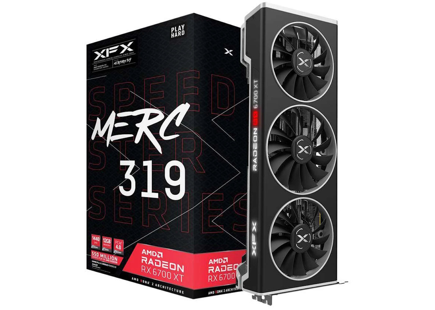 AMD XFX SPEEDSTER MERC319 Radeon RX 6700 XT BLACK Gaming 12GB Graphics Card (RX-67XTYTBDP)