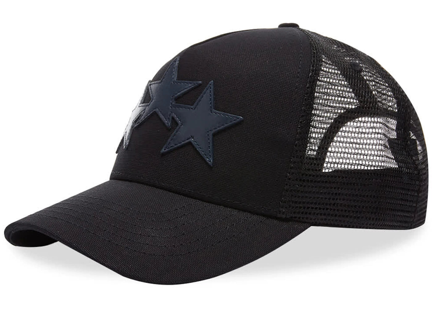 AMIRI 3 Star Trucker Hat Snapback Hat Black/Navy Blue