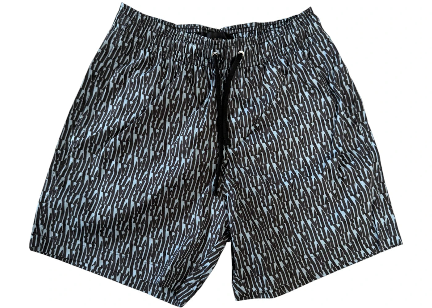AMIRI All Over Logo Swim Shorts Dusty Blue