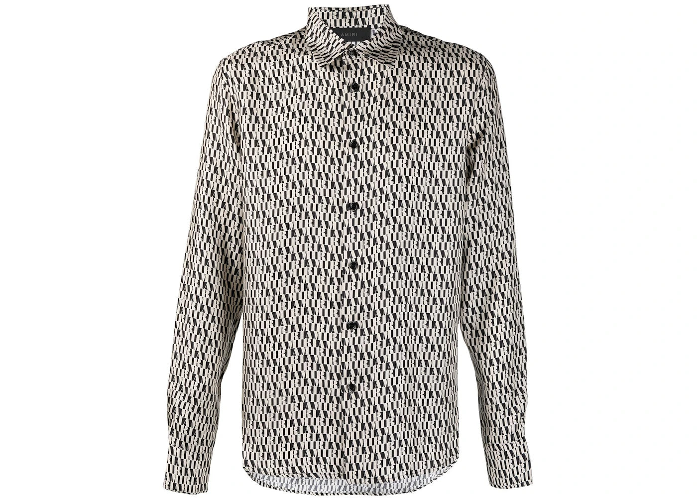 AMIRI All Over Long Sleeve Silk Shirt Black/White