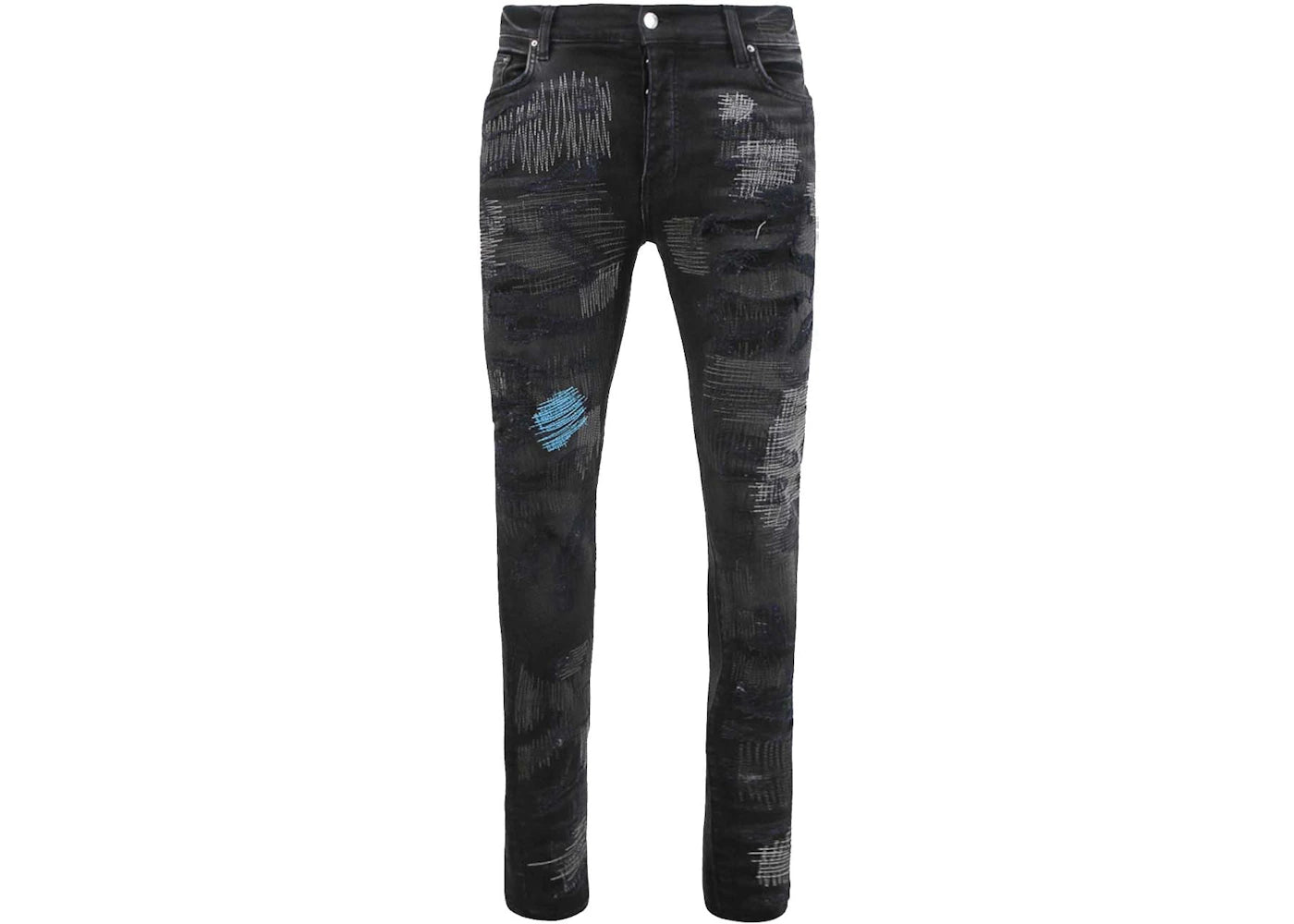 AMIRI All Over Repair Aged Jeans Black