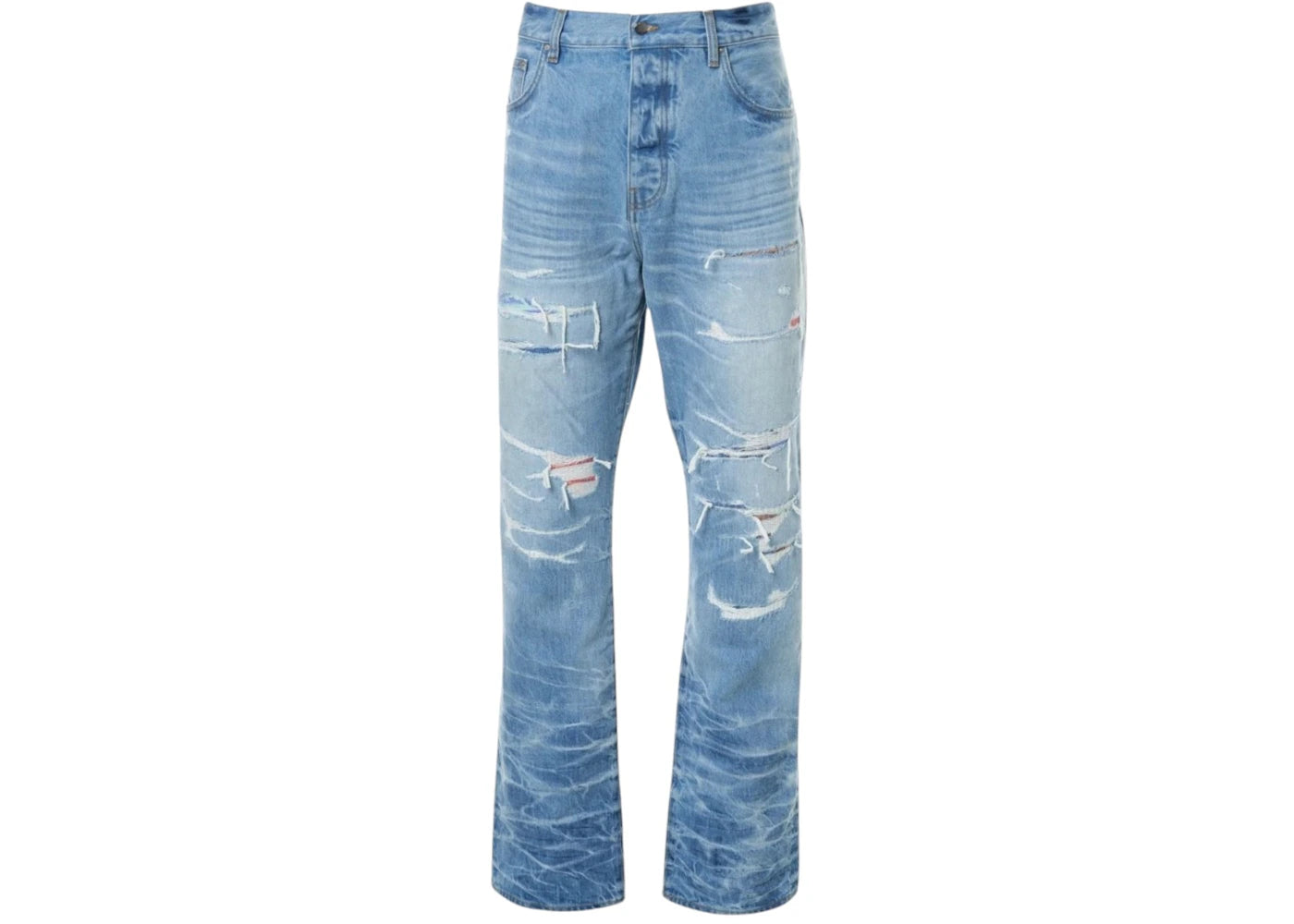 AMIRI Aloha Patch Straight Fit Faded Indigo Blue Jeans Blue